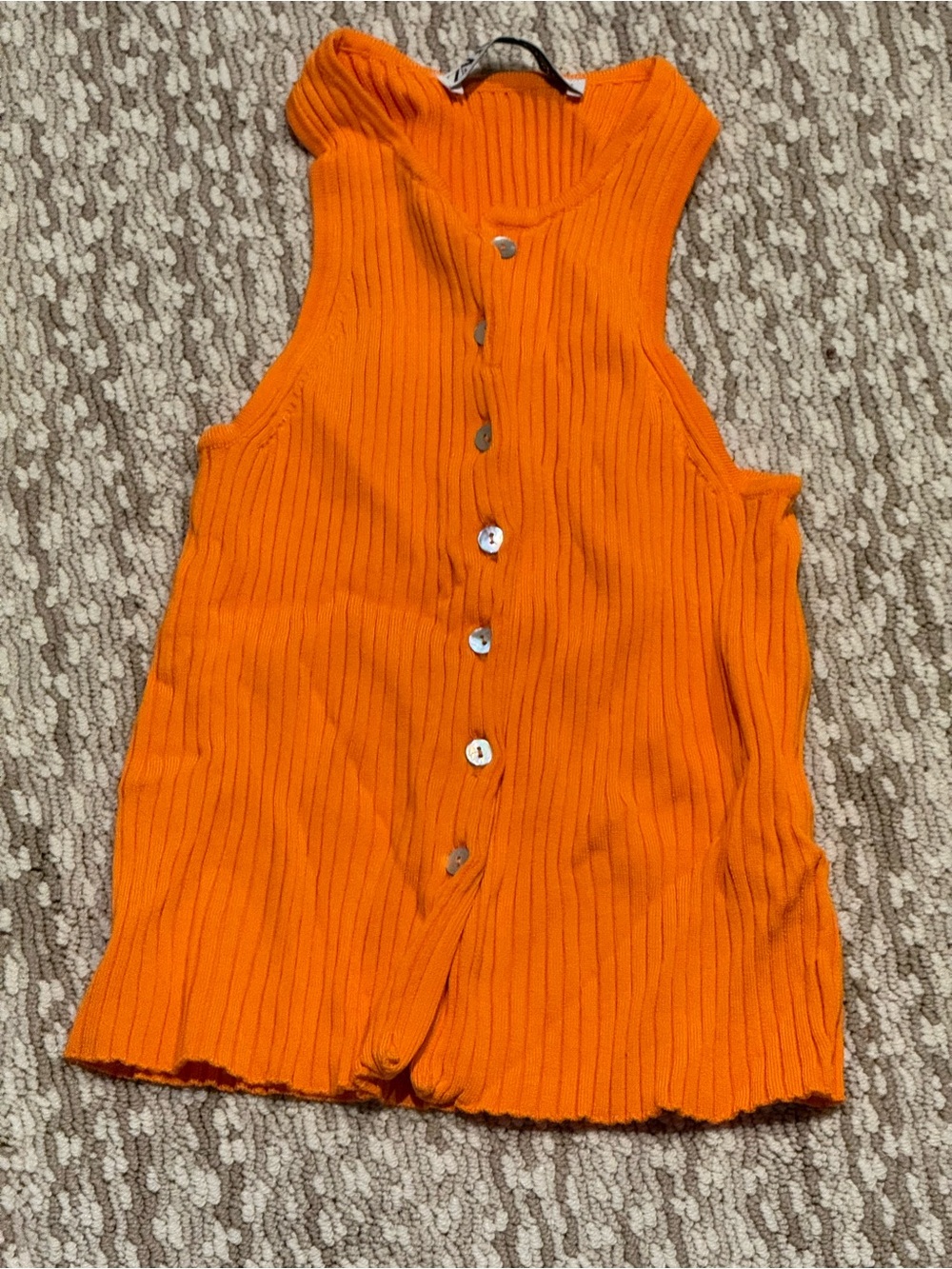 Zara Bright Orange Ribbed Knit Top